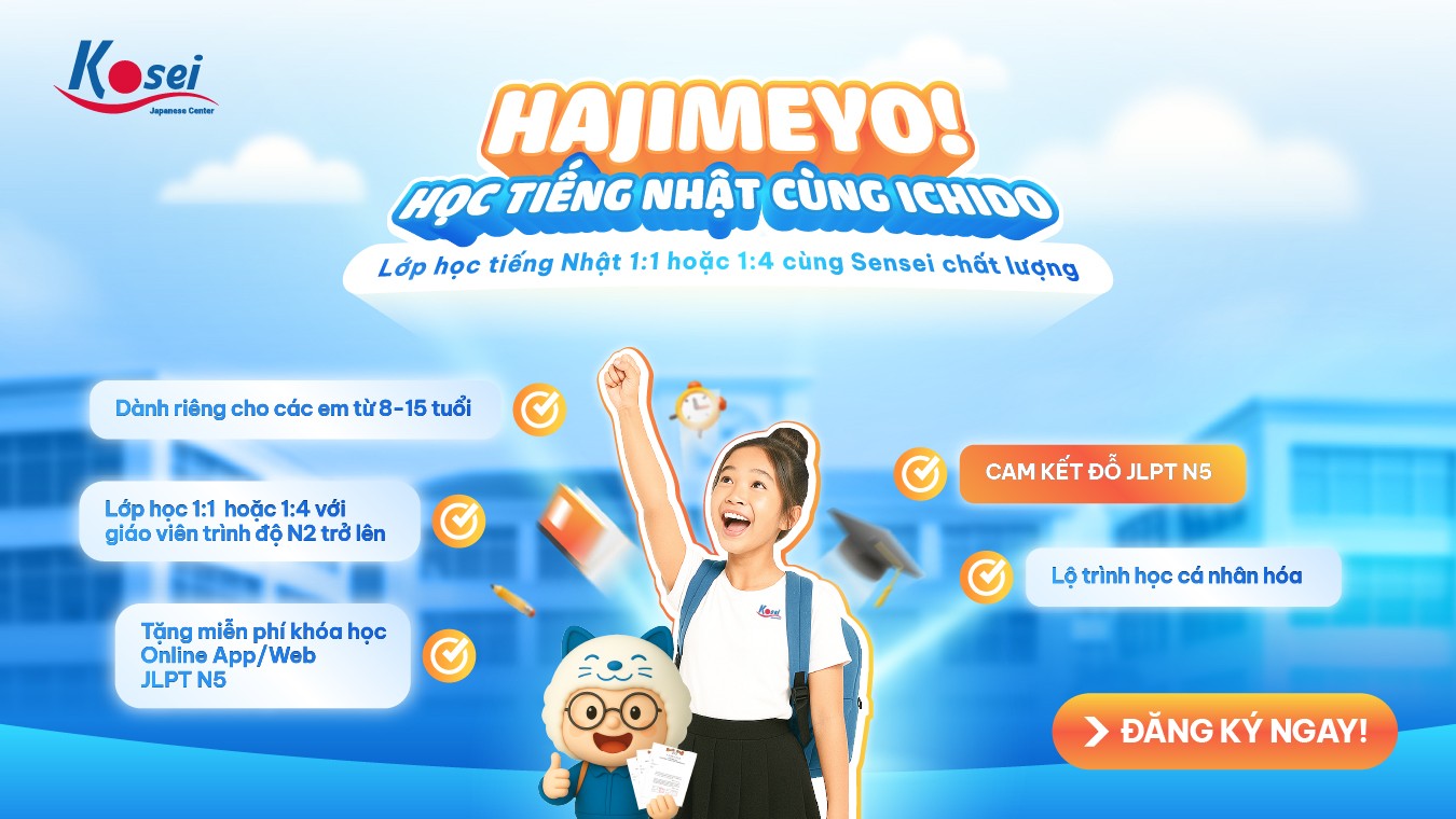 Khoá học tiếng Nhật đầu tiên của Kosei dành cho trẻ 8-15 tuổi